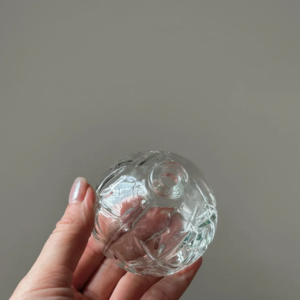 VTG Cut Glass Oil Diffuser Round Vase Plant Propagation Mini Jar Decor Display